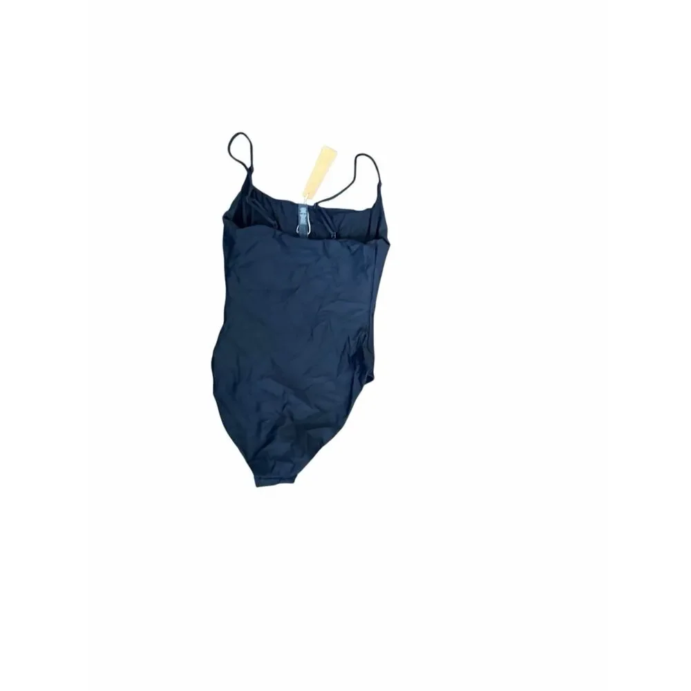 SKIMS Classic Swim Square Neck Scoop One Piece Swimsuit Obsidian Black Small
